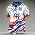 thumbnail image 2 of Soccer Cup 2026 Jersey USA Soccer for Men with Wavy Red White Blue Stripes and Polo Collar Short Sleeves Featuring Breathable Fabric for Game Day Parties Tailgating Events Royal Blue XL, 2 of 5