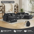 thumbnail image 2 of Wiilayok 145" Modular Sofa Set,Large Chenille U Shaped Sectional Sofa with Ottoman,Central Console,Cup Holder,6 Seater Deep Seat Couch for Living Room Furniture,Dark Gray, 2 of 9