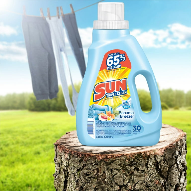 Sun Triple Clean Laundry Detergent, Bahama Breeze, 30 Loads