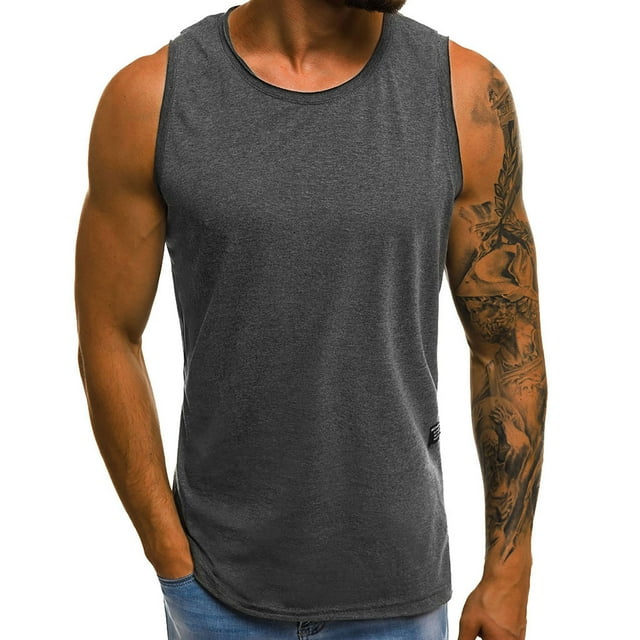 AherBiu Mens Tank Tops Sleeveless Crewneck Tank Tops Summer Athletic Gym Running Workout Tank Tops