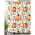 thumbnail image 2 of Fsddascl Orange Pumpkins Fall Shower Curtain Set - Small 36" x 72" Washable Bathtub Curtain with 12 Hooks, Thanksgiving Green Leaves Autumn Waterproof Fabric Stall Shower Curtains for Bathroom, 2 of 6