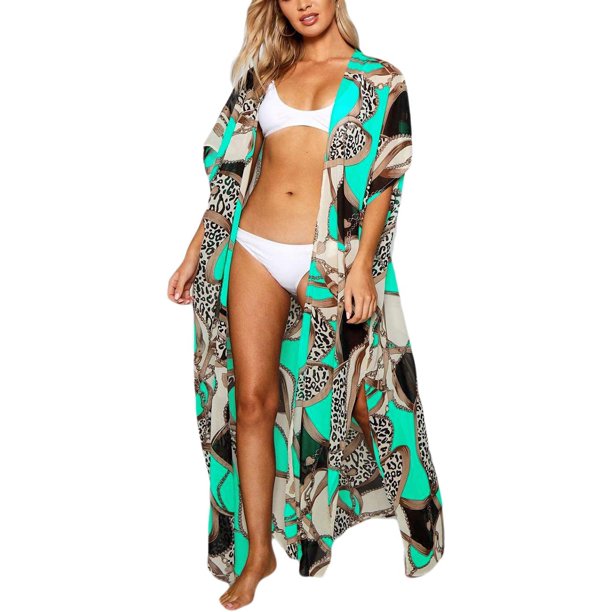 Xishao Mujer Estampado de Boho Kimono Cárdigan de Verano de Playa Cubre Bikini Patrón 3 Patrón 3 Xishao ropa