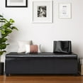 thumbnail image 2 of Simpli Home Avalon 54" Contemporary Faux Leather Storage Bench in Tanners Brown, 2 of 7