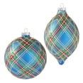 thumbnail image 1 of Raz Imports 2020 5-Inch Glittered Plaid Ornament,Blue, Assortment of 2, 1 of 1
