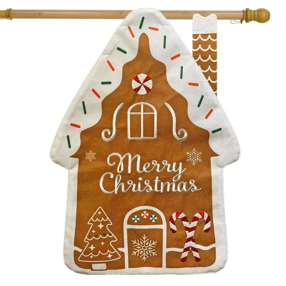 Briarwood Lane Gingerbread House Burlap House Flag