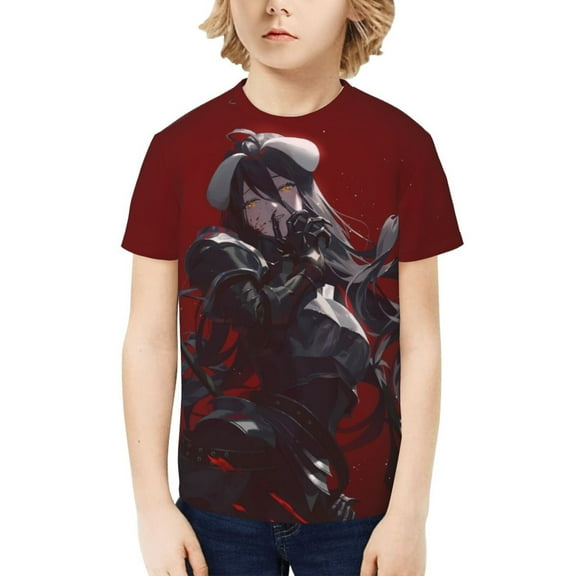 Anime Overlord Albedo Kids T-Shirt 3d Printed Graphic T-Shirts Boys And Girls Short Sleeve Shirts For Youth Kids X-Small