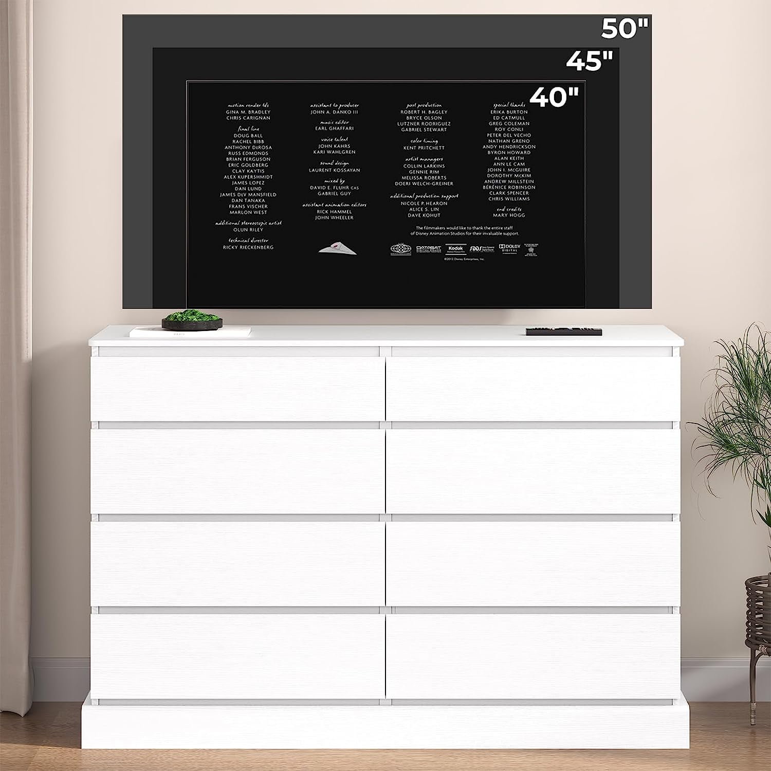 8 Drawers Double Dresser Wooden White Dresser Chest of Drawers for Bedroom,Large Storage Cabinet for Home Living Room