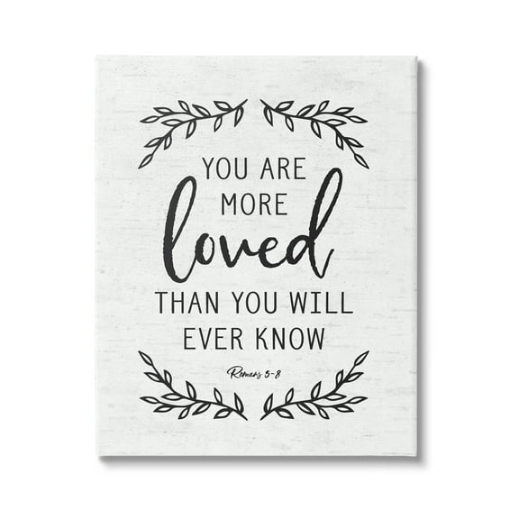 Stupell Industries You Are Loved Bible Verse Scripture Religious Quote Graphic Art Gallery Wrapped Canvas Print Wall Art, Design by Lettered and Lined