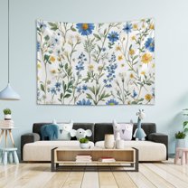 Yayeee Tapestry Wall Hanging for Bedroom 90" x 60" Living Room Home Wall Art Decor, Blue Floral
