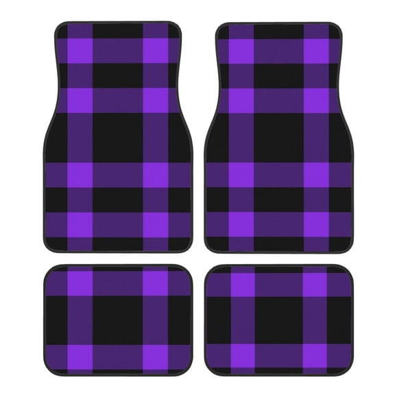 Naloa Purple Buffalo Plaid Car Foot Mat Set of 4 Pieces - Universal Floor Liner Neoprene Full Set Floor Mats for Cars Trucks SUV
