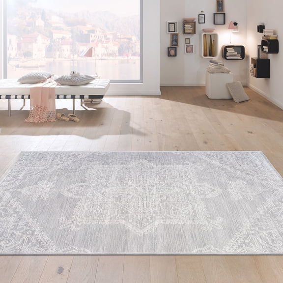 Pasargad Home Modern Collection Hand-Tufted Wool Area Rug, 7' 9" X 9' 9", Silver