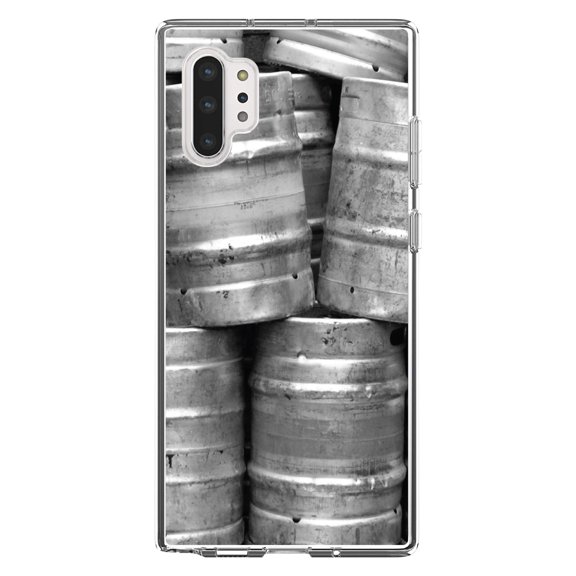 DistinctInk Clear Shockproof Hybrid Case for Galaxy Note 10 PLUS (6.8" Screen) - TPU Bumper, Acrylic Back, Tempered Glass Screen Protector - Beer Kegs