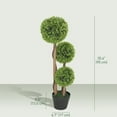 thumbnail image 3 of HOMCOM 35 Inch Artificial Boxwood Triple Ball Topiary Trees Set of 2, Green, 3 of 10