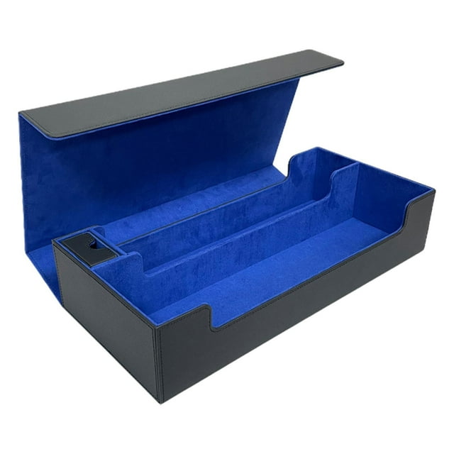 Tachiuwa Card Deck Box Collectible Display Sturdy Organizer Premium Game Card Storage Black Blue