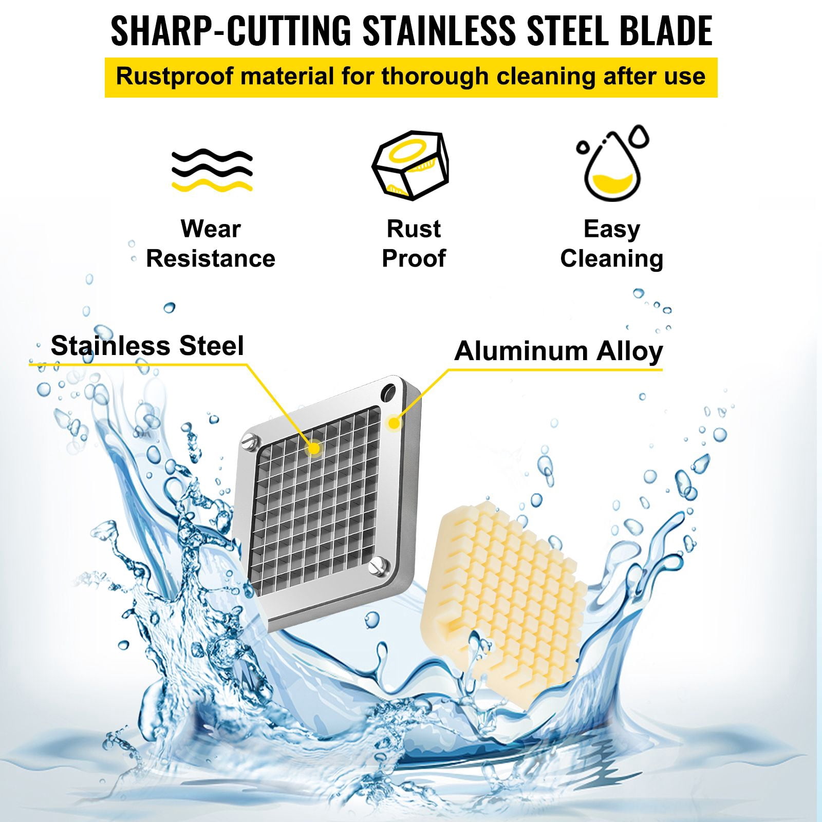 Replacement Chopper Blades 3-Pack, 3/8 Inch Cutting Size, Stainless Steel Blades with Aluminum Frame, Detachable, Compatible with Commercial Vegetable Choppers