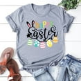 thumbnail image 2 of Uooqdmx Graphic Tees Women, Easter Shirts for Women, Crew Neck Shirts, Easter Day Short Sleeve Crewneck Cute Rabbit Letter Printed T Shirts Casual Tee Tops, Summer Tops, Gray M, 2 of 4