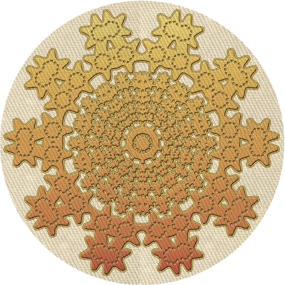 Ahgly Company Machine Washable Indoor Round Transitional Brown Gold Area Rugs, 8' Round