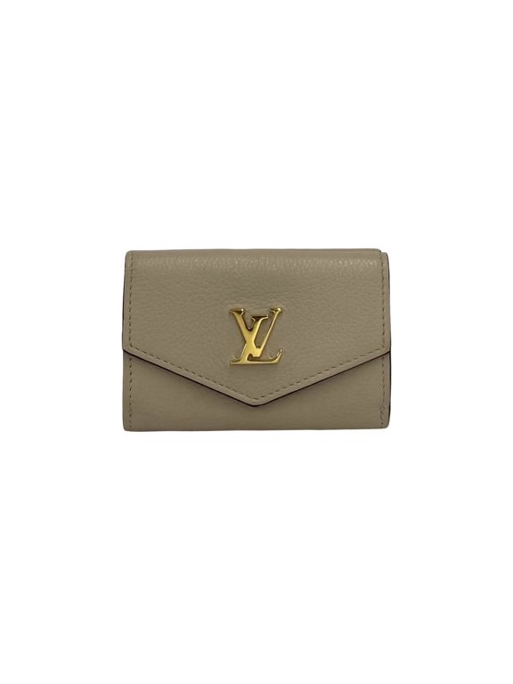 Pre-Owned LOUIS VUITTON Portefeuille Lock Mini Leather Tri-fold Wallet, Greige, 33951