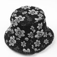 thumbnail image 3 of Lolmot Denim Bucket Hat Vintage Sun Protection Beach Sun Hat Flower Embroidery Fisherman Cap for Men Women Teens Outdoor, 3 of 4