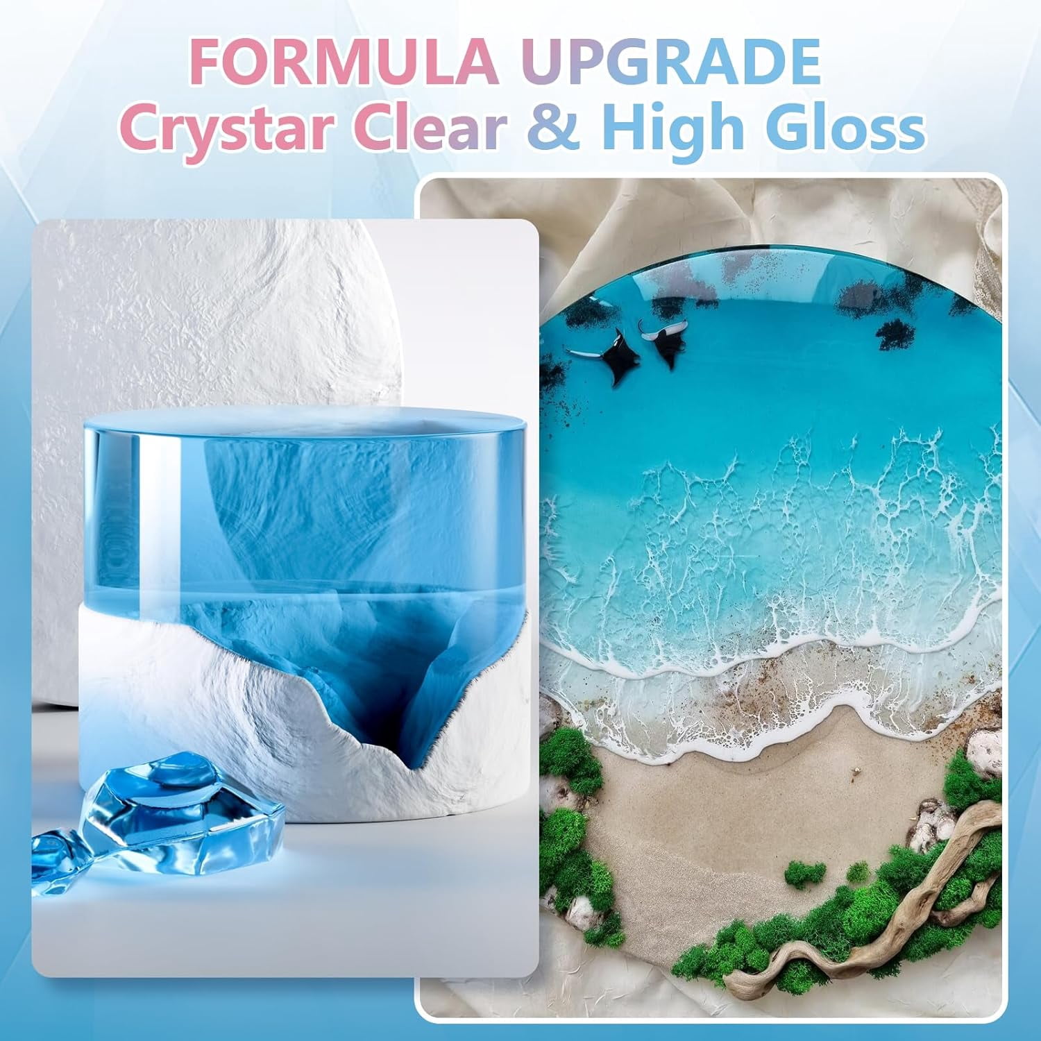 Epoxy Resin Kit 1248OZ，Newly Formulated Crystal Clear Epoxy Resin, Strong, Bubble-Free, Anti-Yellowing Art Resin That, Suitable for Casting, DIY, Molds, Jewelry, Easy to Mix 1:1 Ratio
