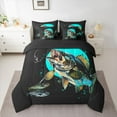 thumbnail image 3 of Homewish Cartoon Pike Fish Bedding Comforter Set 7 Pieces, Rustic Hunting and Fishing Full Bedding Set, Farmhouse Animal Reversible Fitted Sheet Flat Sheet, Super Cozy Room Decor, 3 of 8
