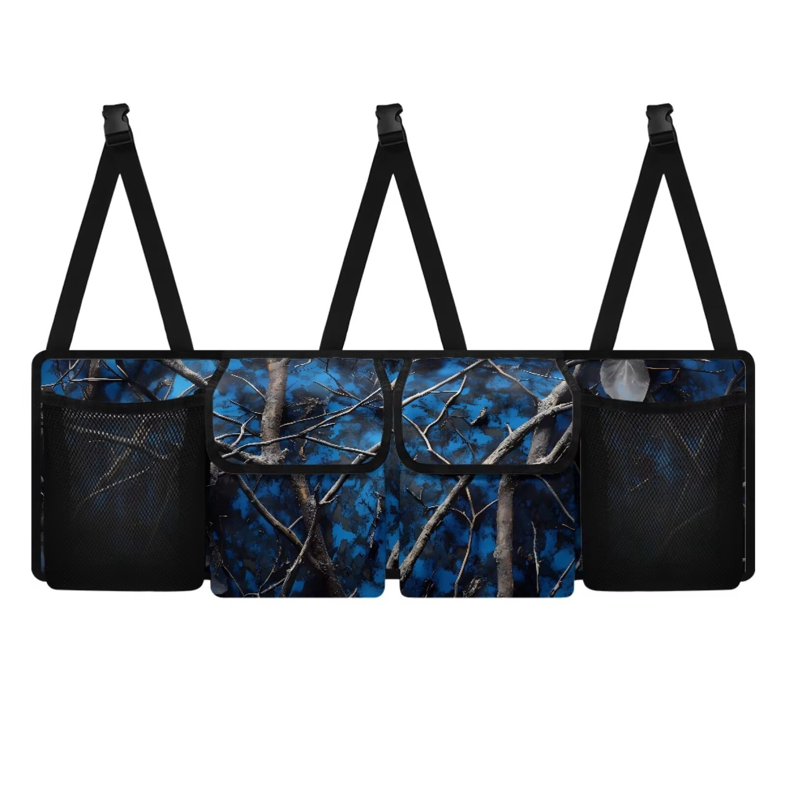 KUIFORTI Car Trunk Organizer, Blue Camo Backseat Hanging Large Storage with Adjustable Straps, Collapsible Cargo Bag, Car Interior Accessories for Auto SUV MPV