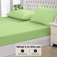 thumbnail image 3 of Fitted Sheet + Pillowcase Set 800 Thread Count 100% Egyptian Cotton 3-Piece ( 1-Fitted + 2-Pillowcase ) Queen Size (60" x 80") Inch 18-Inch Deep Pocket, All-Around Elastic Sage Stripe, 3 of 6