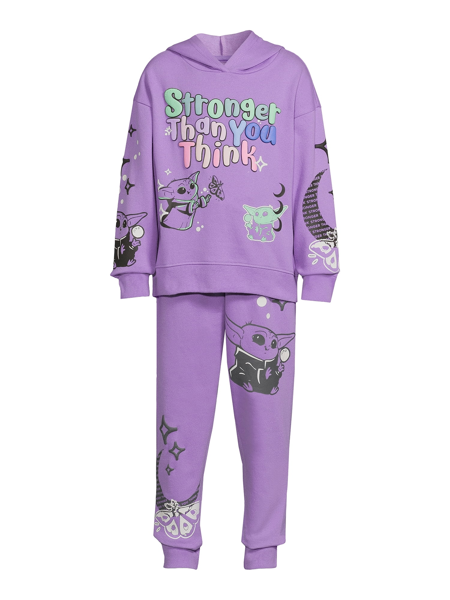 Baby Yoda Girls Graphic Hoodie and Jogger Outfit Set, 2-Piece, Sizes 4-16
