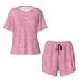 thumbnail image 3 of Wukai Glitter Pink Women's Pajama Set,Short-Sleeve Top and Shorts with Elastic Waistband and Pockets for Loungewear, Yoga, and Casual Wear-Medium, 3 of 6