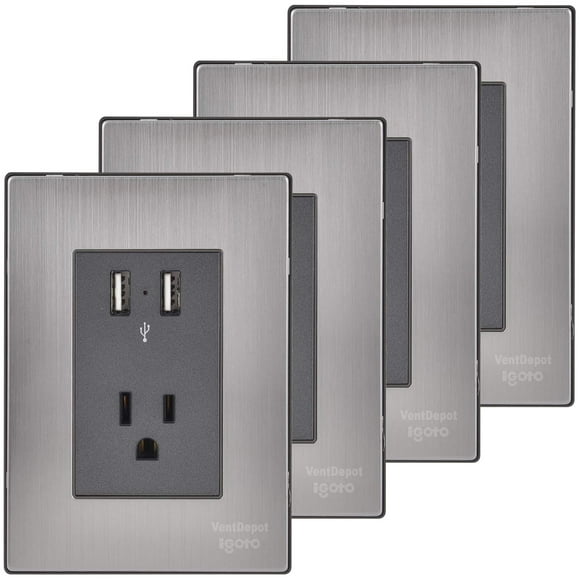 Placa Conexión USB Inoxium2U1COxford 4Pzas USBx2/Contacto 110/125-250VCA 15A 50/60Hz 5VDC 2.1A Plateado/Oxford Acero Ino
