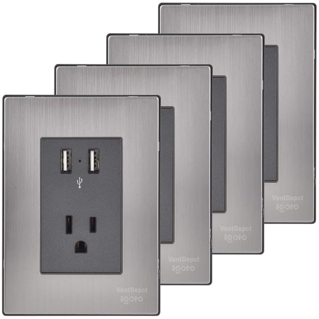 Placa Conexión USB Inoxium2U1COxford 4Pzas USBx2/Contacto 110/125-250VCA 15A 50/60Hz 5VDC 2.1A Plateado/Oxford Acero Ino