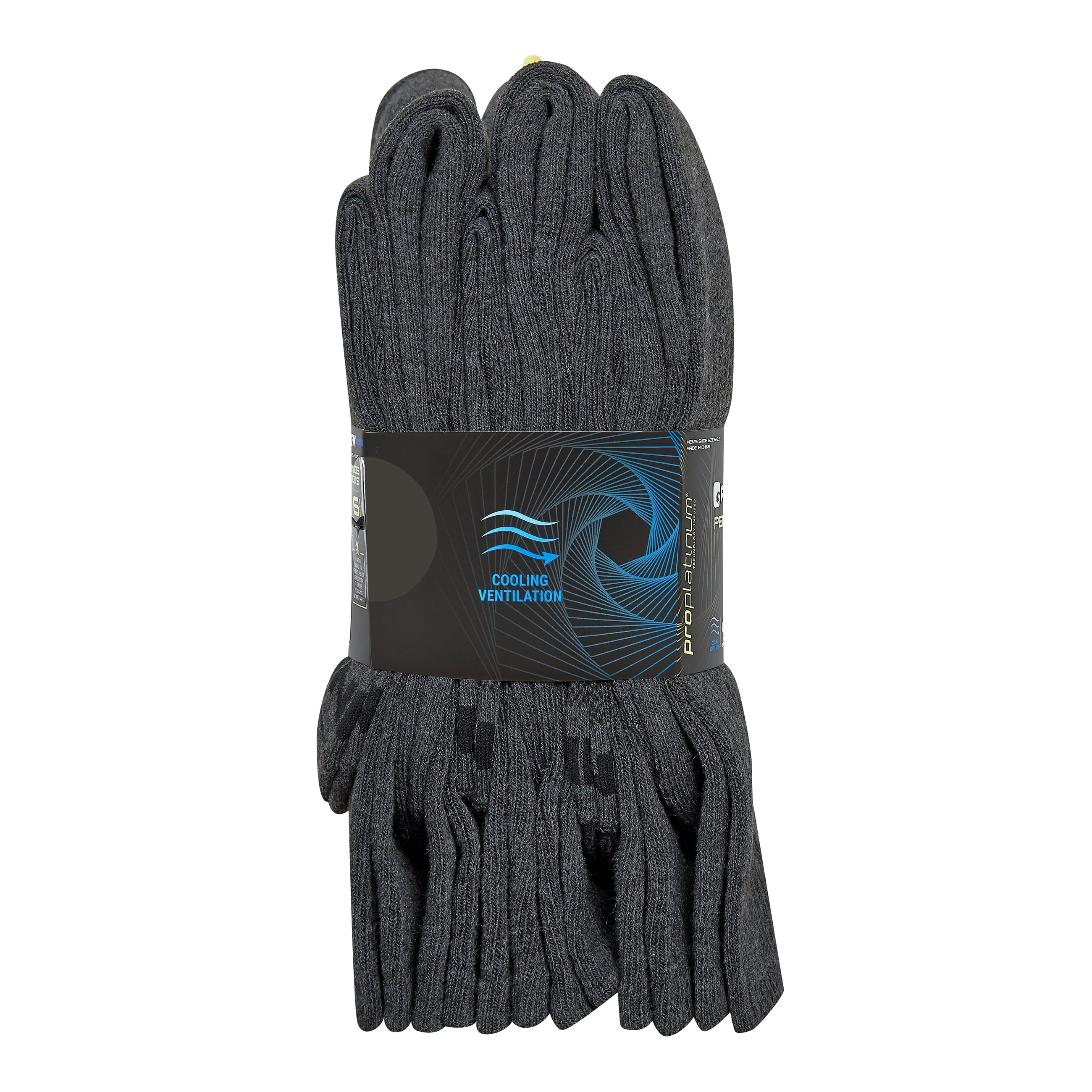 AND1 Men's Socks, Performance Cushion Crew Socks, 6-Pack