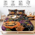 thumbnail image 5 of King Size Fitted Sheet Set - Pumpkins Halloween 3 Piece Bedding Sets 16" Deep Pocket Fitted Sheet with 2 Pillowcases, Black Horror Purple Floral Brushed Microfiber Hotel Luxury Bed Sheets, 5 of 9