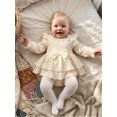 thumbnail image 6 of RUINIXCW Newborn Baby Girl Smocked Romper Dress Princess Birthday Baptism Wedding Party Dress Infant Baby Girls Spring Fall Clothes Square Neck Puff Long Sleeve Ruffled Dress, 6 of 10