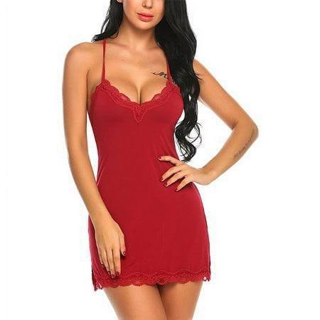 Sinhoon Women Slip Lingerie Sexy Chemise Nightgown Babydoll Soft Sleepwear