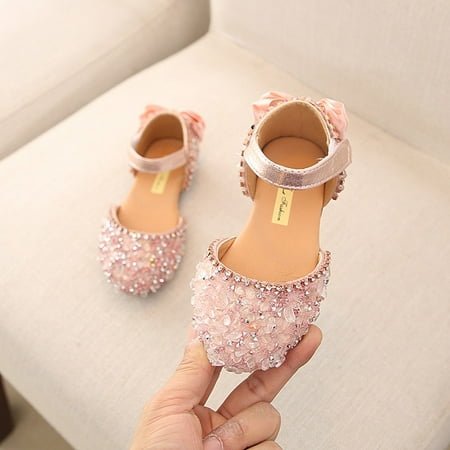 

SBYOJLPB Children Infant Kids Baby Girls Bowknot Crystal Princess Sandals Casual Shoes Reduced Price Pink 12C(30)