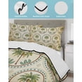 thumbnail image 3 of Full Size Quilt Bedding Set, Vintage Palm Trees Reversible Summer Quilt 3 Pieces, Summer Botanical Retro Watercolor Lightweight Bedspreads Coverlets with 2 Pillow Shams for All Seasons, 3 of 5
