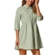thumbnail image 4 of Vestido de camisa para mujer Inspire Chic, con mangas 3/4, botones, mini vestido, talla M, verde claro, 4 of 5