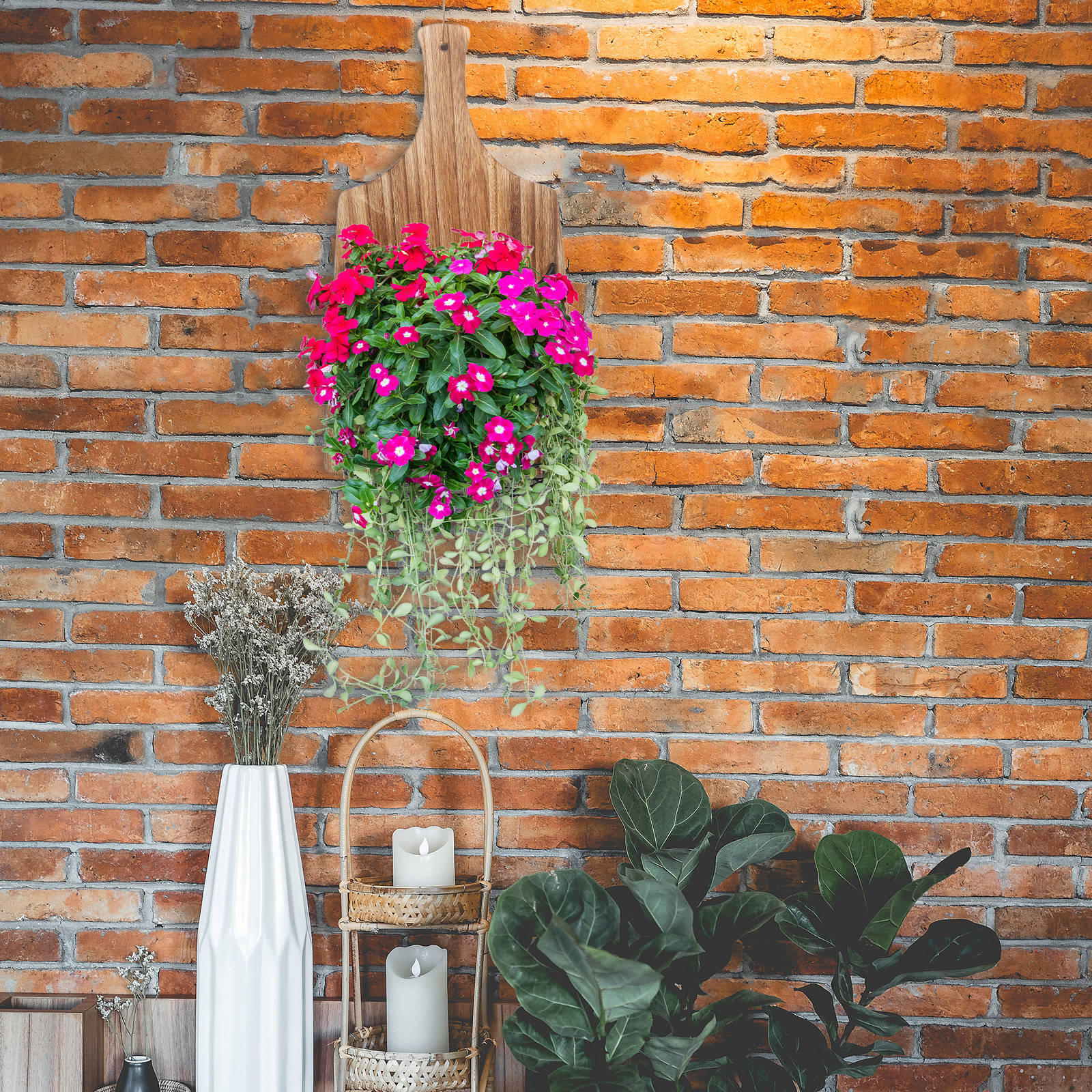 HONMEET Wrought Iron Hanging Flower Basket Planter, Wall Mount for Balcony, Outdoor Garden Decor and Patio Hanging Planter