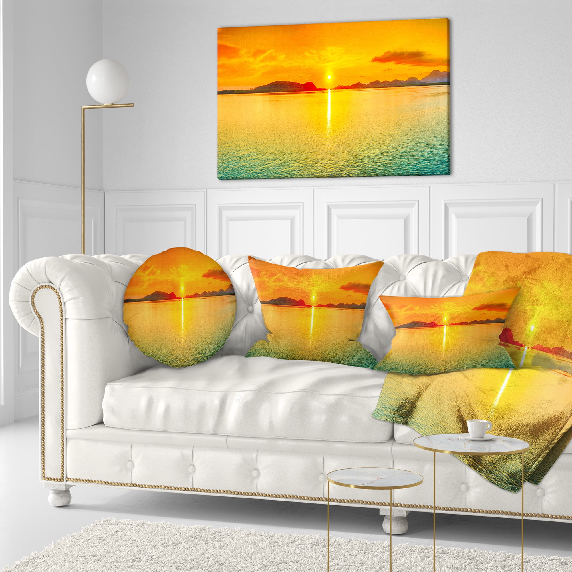 Designart Sunset Panorama - Photography Throw Pillow - 12x20