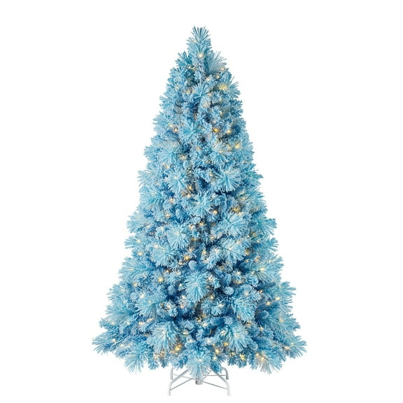 Home Heritage Snowdrift 6.5 Foot Pre-Lit Artificial Christmas Tree, Blue