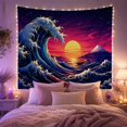 thumbnail image 2 of Ocean Waves Sunset with Sunrise Massive Towering Wave, Mystical Fantasy for Space Lovers, Galaxy Room Decor, Housewarming Gift, Tapestry Wall Hanging for Bedroom and Dorm, 2 of 7