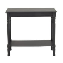 DecMode 32" x 32" Black Wood Slim Turned Console Table, 1-Piece