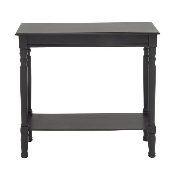 DecMode 32" x 32" Black Wood Slim Turned Console Table, 1-Piece