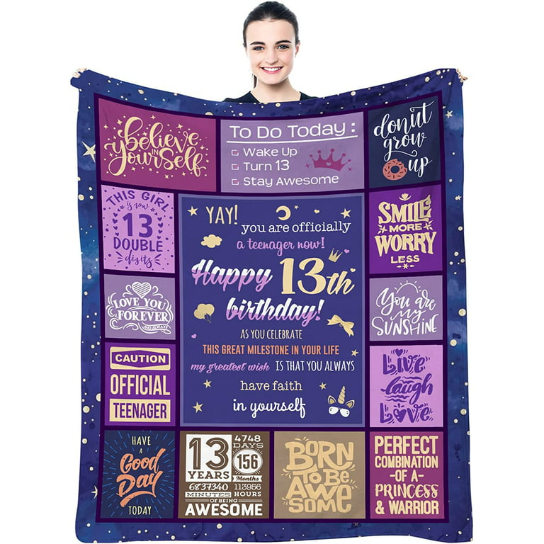  Kituzol Gifts for 13 Year Old Girl Blanket 50x60 - 13 Year  Old Girl Gift Ideas - 13 Year Old Girl Birthday Gifts - Birthday Gifts for  Thirteen Year Old Girls
