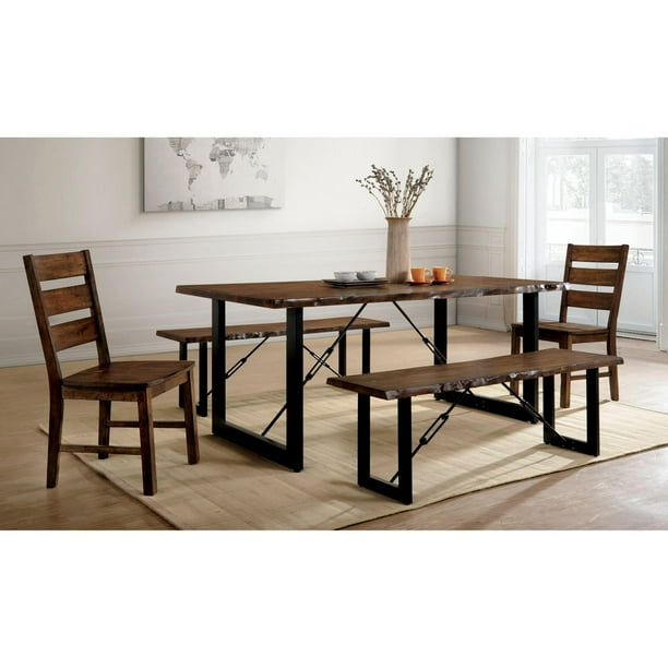Furniture Of America Jared 5 Piece Rustic Dining Table Set Com Rustic Dining Table Set, Rustic Extendable Dining Table Set