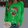 thumbnail image 2 of Zpanxa Womens Christmas Sweatshirt Red Wine Glass Santa Hat Graphic Sweater, 2 of 4