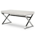 thumbnail image 1 of Bowery Hill Faux Leather Bench in White and Silver, 1 of 4