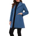 thumbnail image 4 of Winter Coats for Women's Lapel Collared Single Breasted with Belt Overcoat Trench Outerwear L Grey Blue, 4 of 6