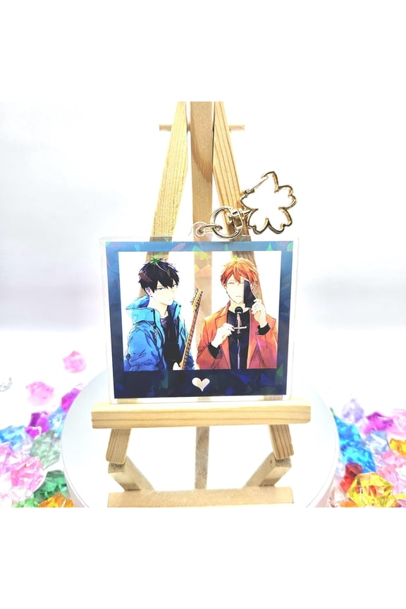 1 Pcs Boys Love Music Anime | Mafuyu Sato & Ritsuka Uenoyama | Rainbow Holographic | Acrylic Keychain | Double-sided | Anime | Manga | Yaoi | Boys Love | Charm